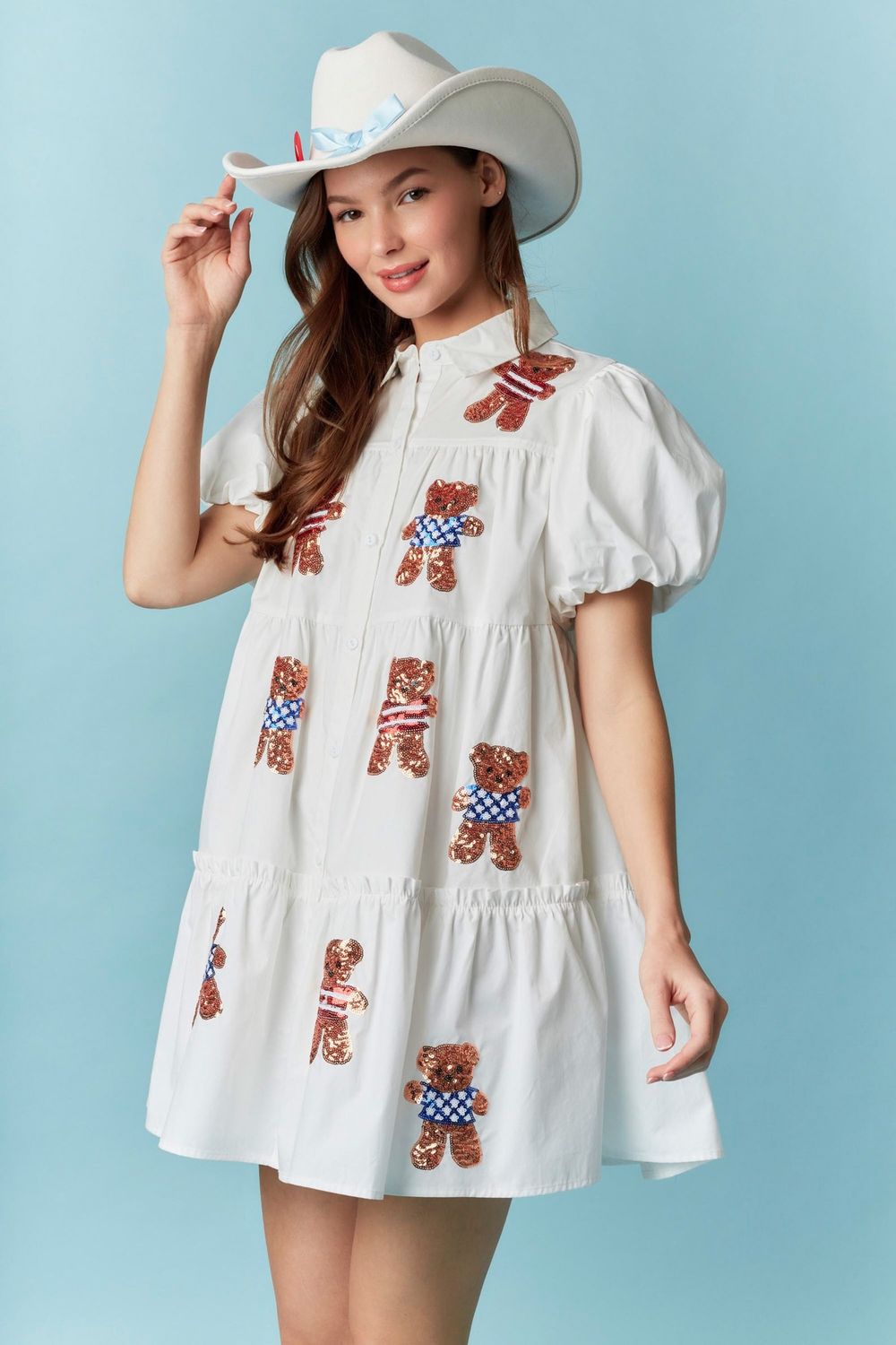 Bubble Short Sleeve Mini Dress, Size: Small