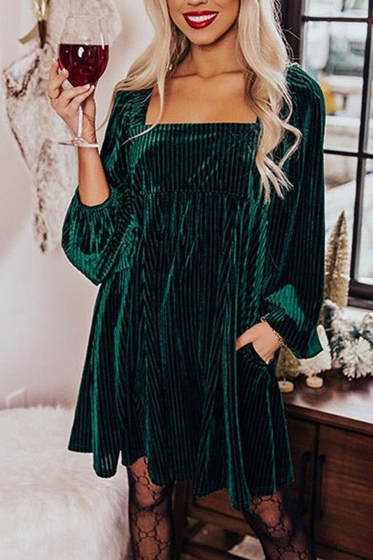 Stripe Velvet Tie Back Dress