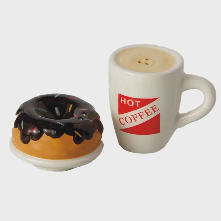 Coffee/Doughnut Ceramic Salt &amp; Pepper Shakers
