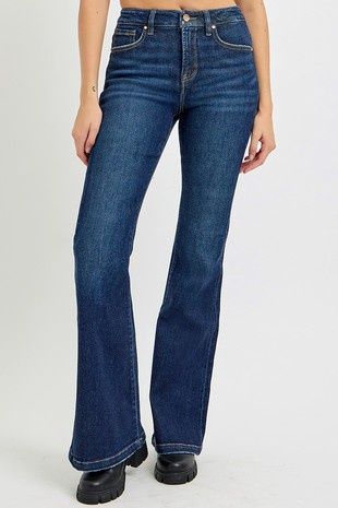 Plus Size Tummy Control High Rise Flare Jeans, Size: 1X