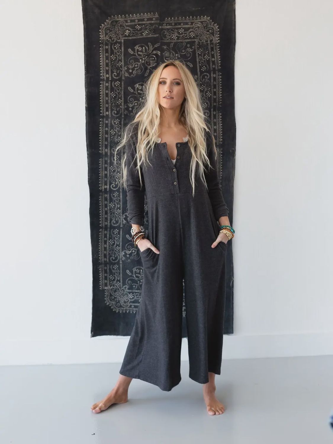 Simply Comfort Jumpsuit - Dark Gray, Size: Large