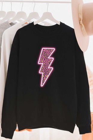 Neon Leopard Lightening Graphic Sweatshirt