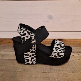Animal Print Footbed Wedge, Color: Black, Size: 7.5