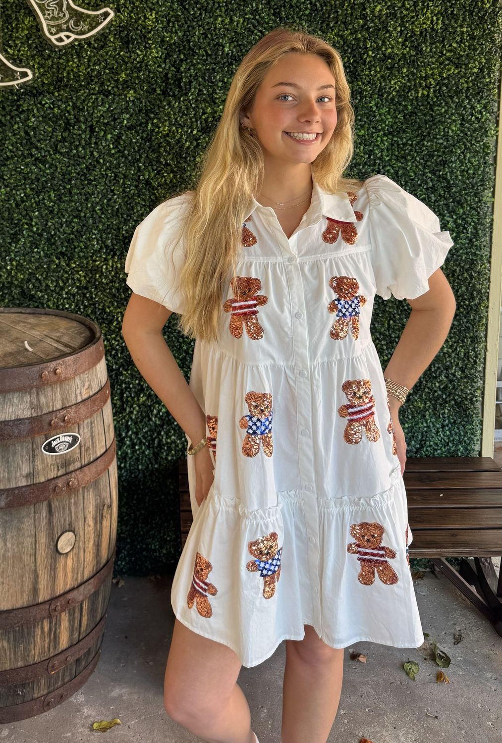 Bubble Short Sleeve Mini Dress, Size: Small