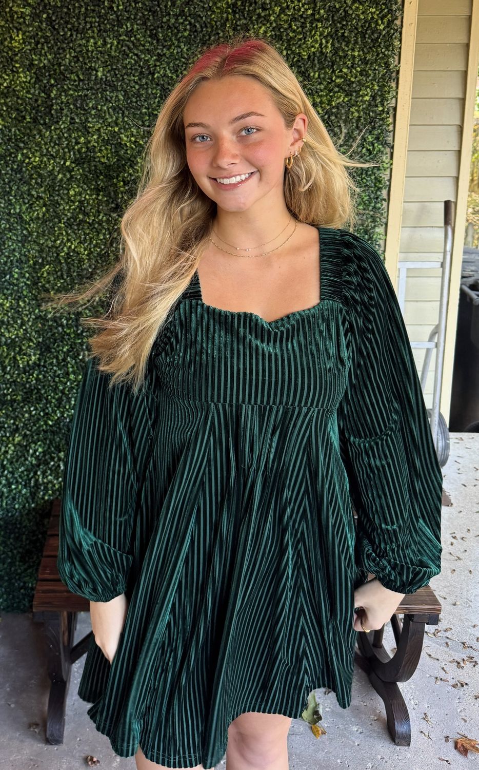 Stripe Velvet Tie Back Dress, Size: Small