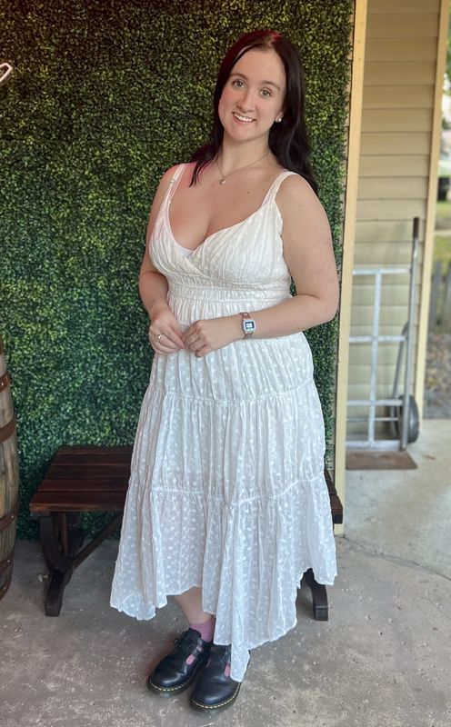 Plus Rushed Eyelet Long Dress