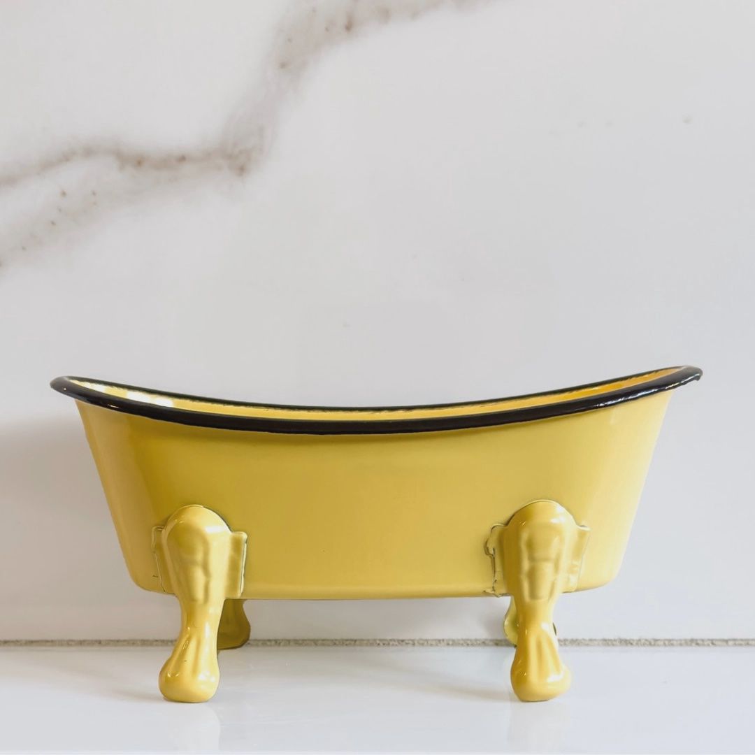 Antique Bathtub Soap Dish, Color: Yellow