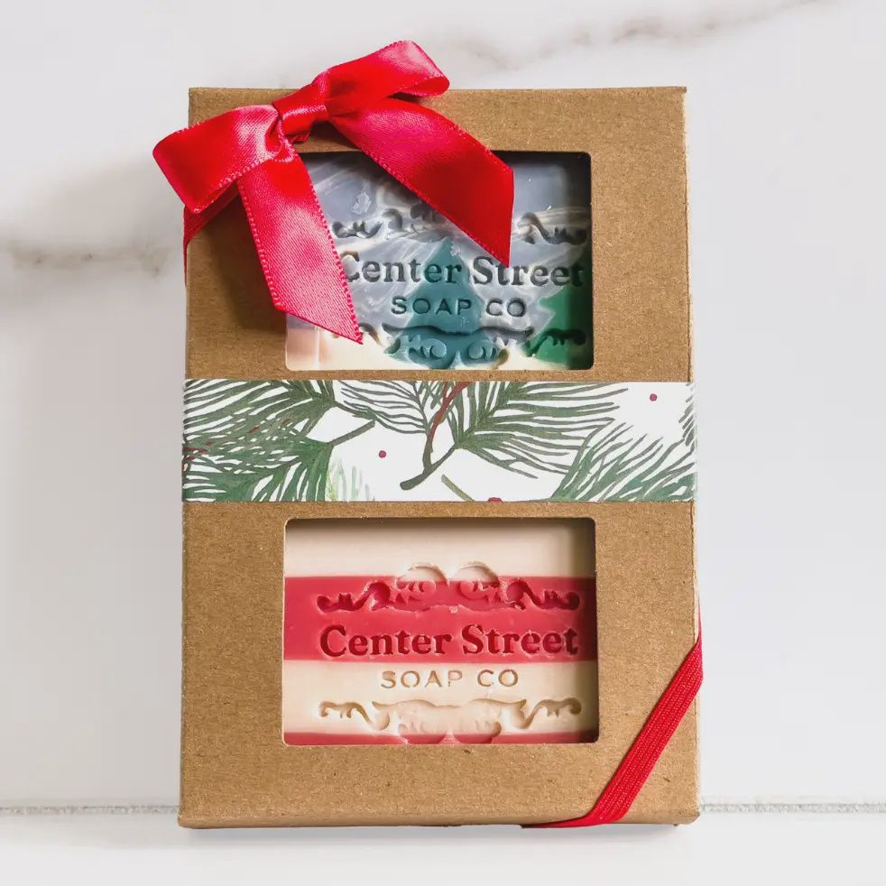 Candy Cane &amp; Alpine Handmade Christmas Soap Gift Box - 8oz