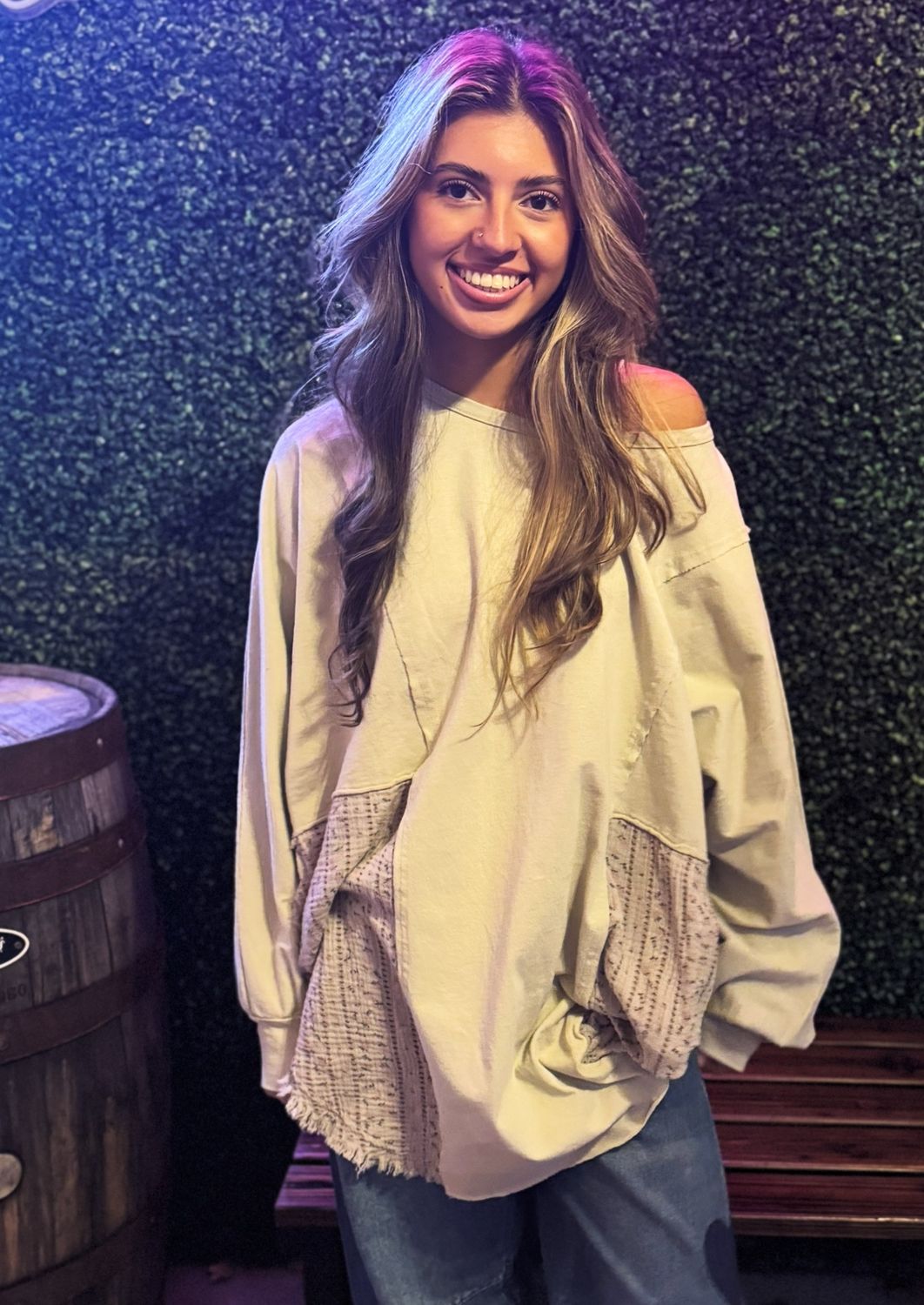 Nothing Better Contrast Top - Sage Print, Size: Small