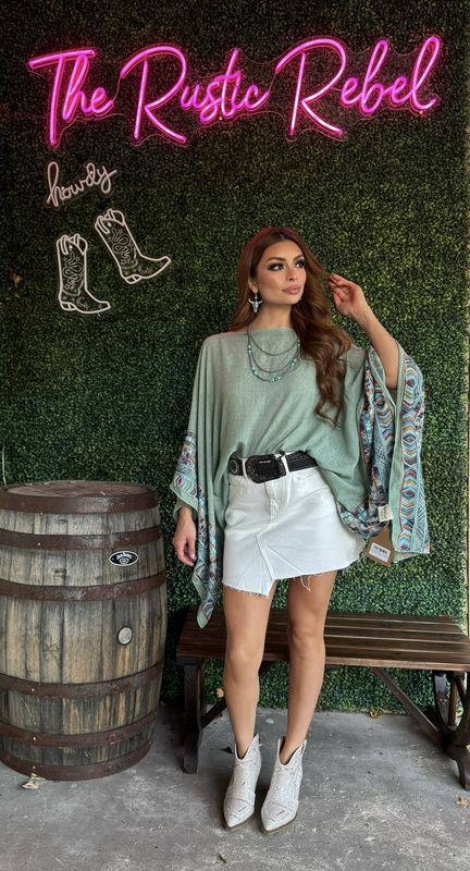 Fallon Embroidered Sleeve Poncho