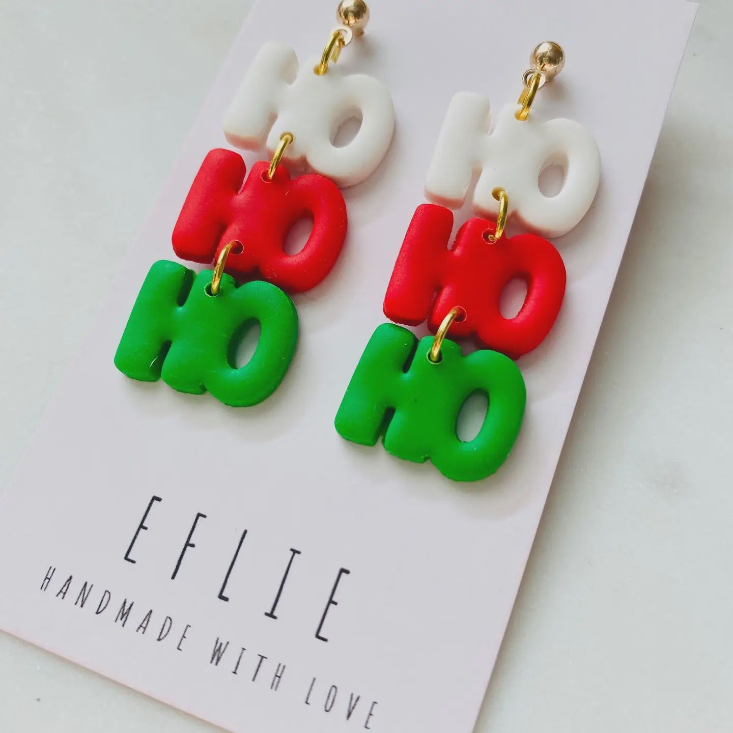 Santa Claus Christmas Dangling Handmade Earrings