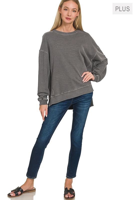 Plus F/terry Pigment Dye &amp; Enzyme Washing Pullover