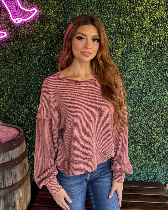 Two Tone Otto Ribbed Oversized Soft Comfy Knit Top