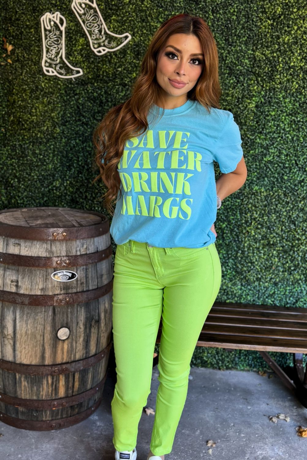 HyperStretch Mid-Rise Forever Color Skinny Jeans, Color: Lime Green, Size: Small