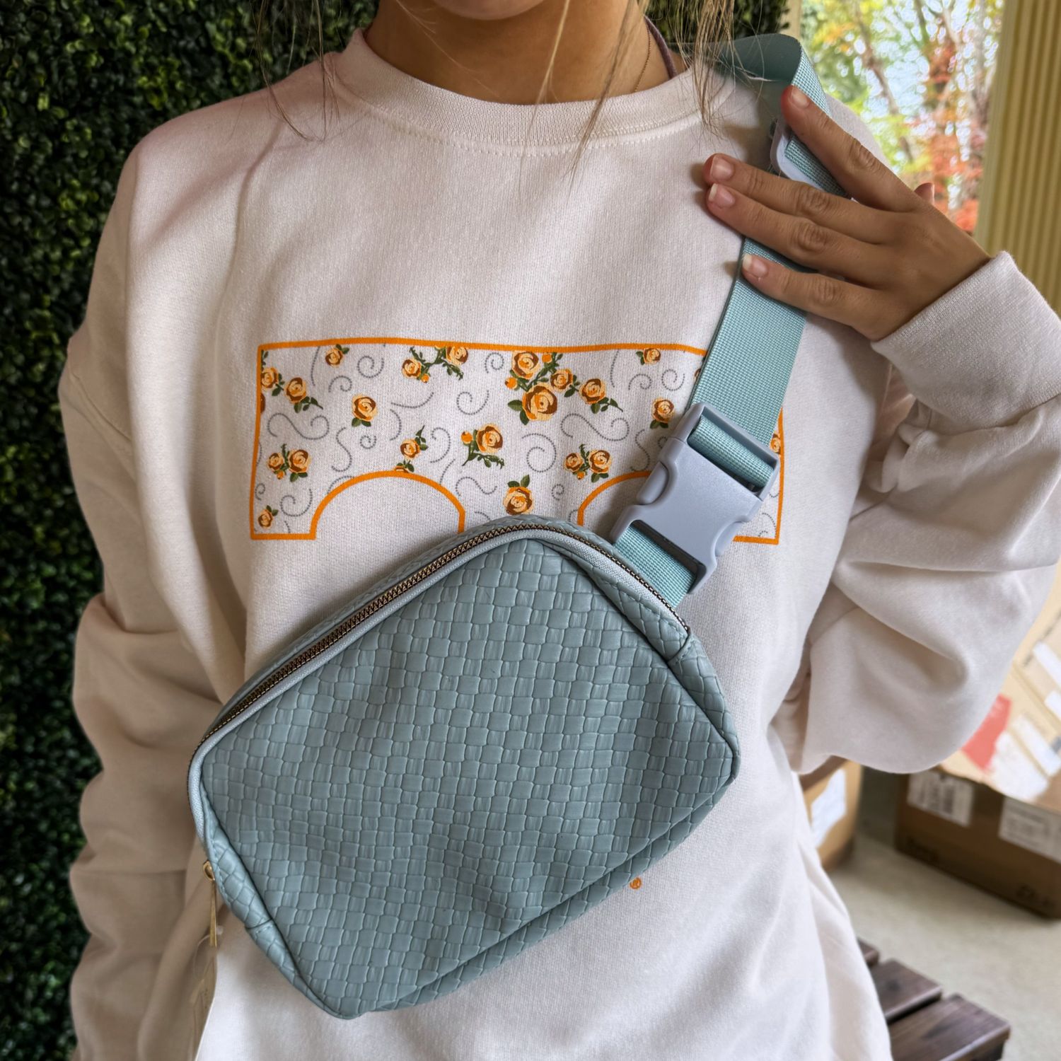 Blue Braided Crossbody