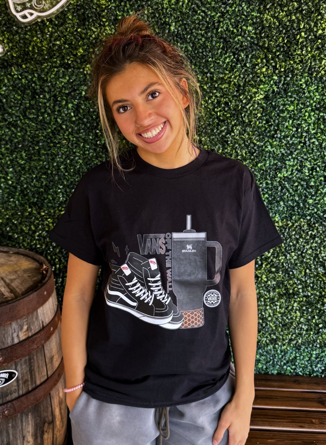 Checkered Shoes &amp; Cups Western Graphic, Size: Small