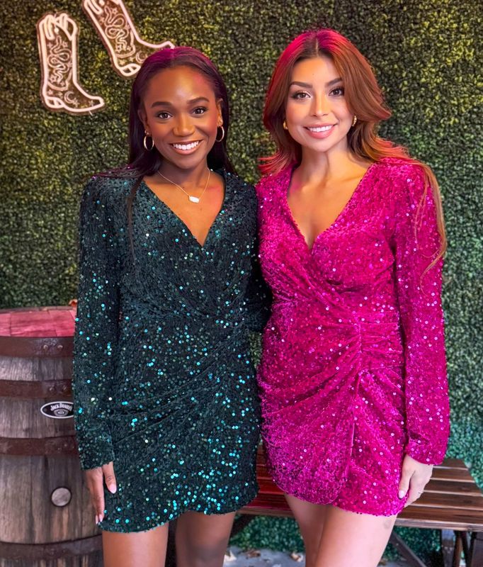 Sequin Glitter Holiday Party Wrap Mini Dress