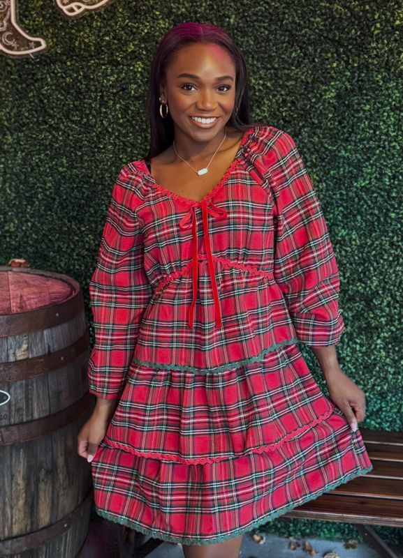 Polished Plaid Tiered Mini Dress