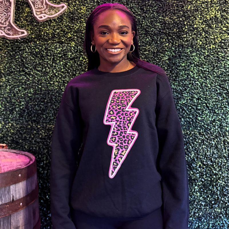 Neon Leopard Lightening Graphic Sweatshirt