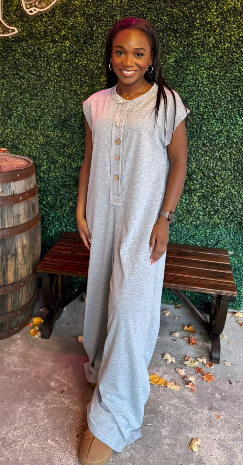 Davina Wide Leg Jumpsuit, Color: Heather Grey, Size: Small