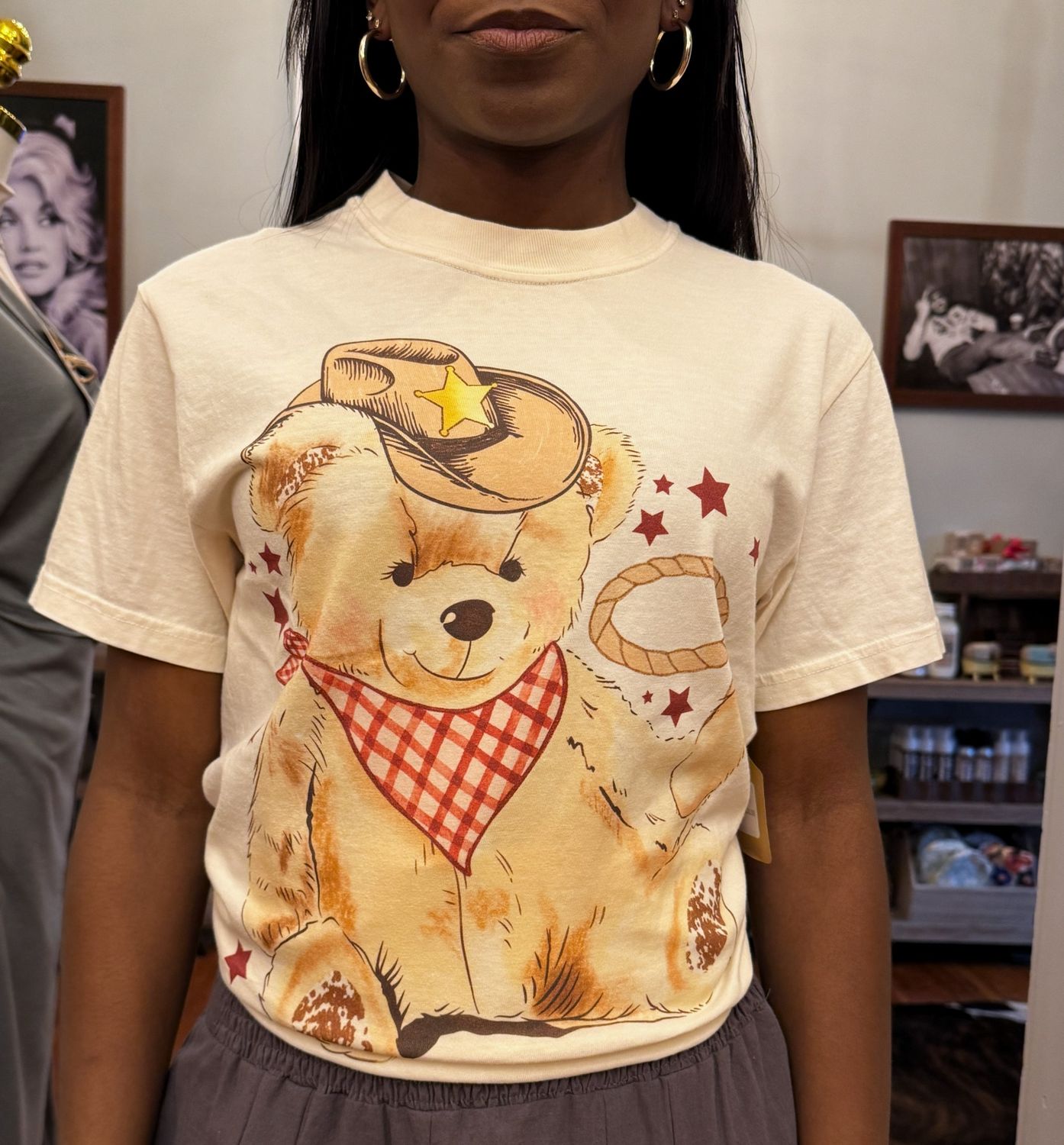 Cozy western bear adult graphic tee, Size: Small