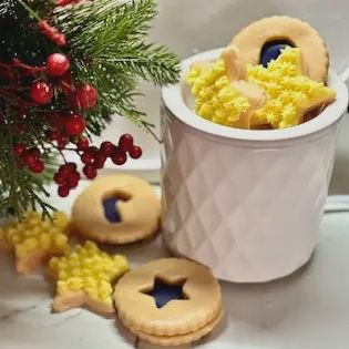 Christmas Blackberry Jam Linzer Cookie and Star Sugar Cookie