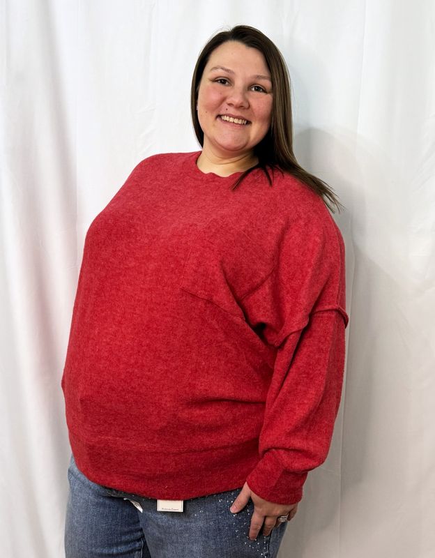 Plus Brushed Melange Drop Shoulder Sweater