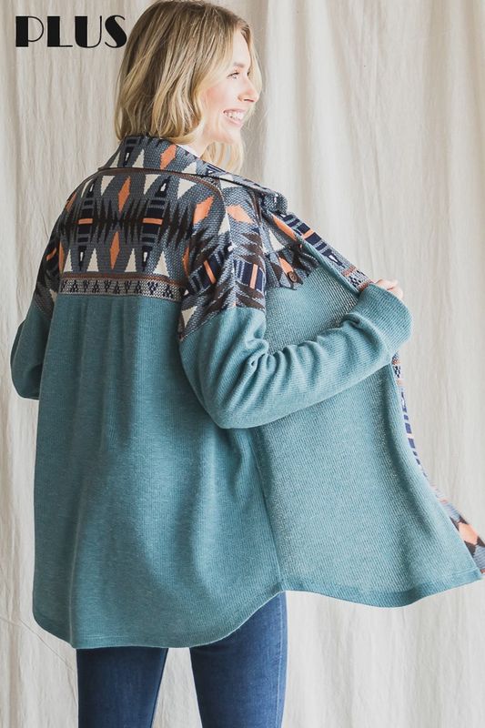 Aztec Print Tunic with Button Detail