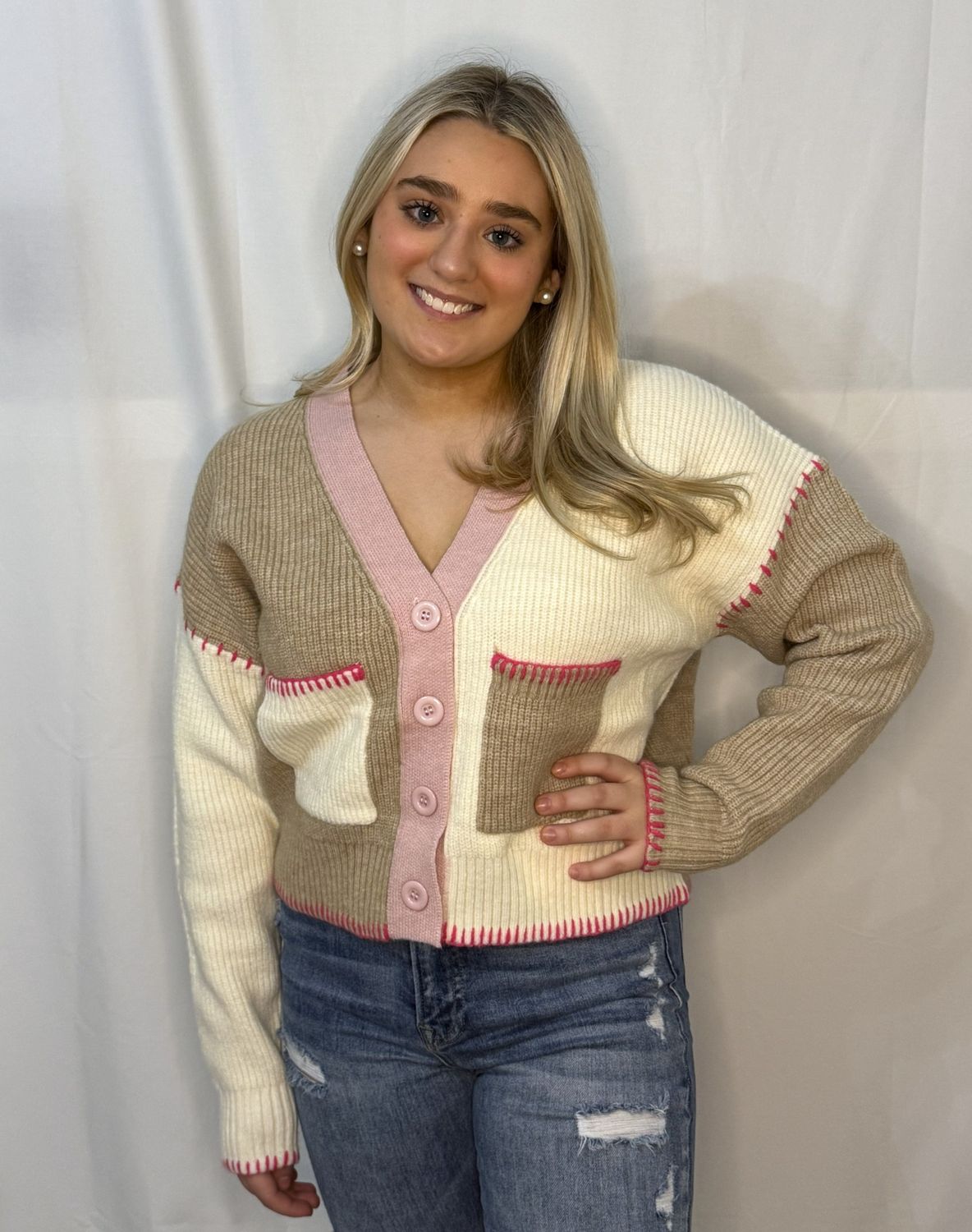 Color Block Cardigan, Size: Small