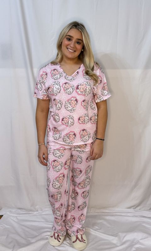 Christmas V Neck Drawstring Pants Loungewear Sets