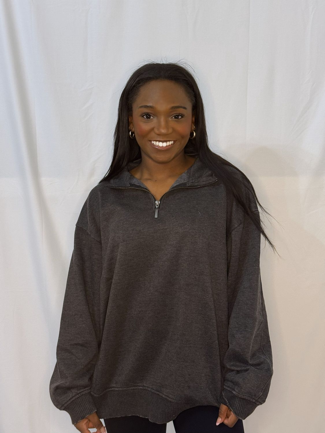 Plus Acid Wash Fleece Half Zip Pullover, Size: 1X-Large