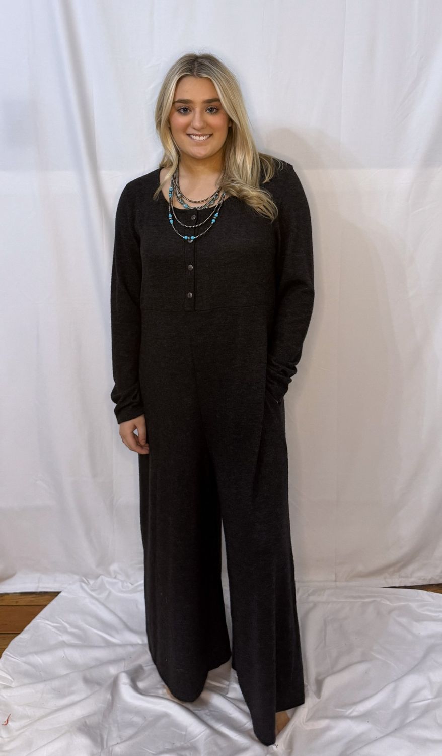 Simply Comfort Jumpsuit - Dark Gray, Size: Large