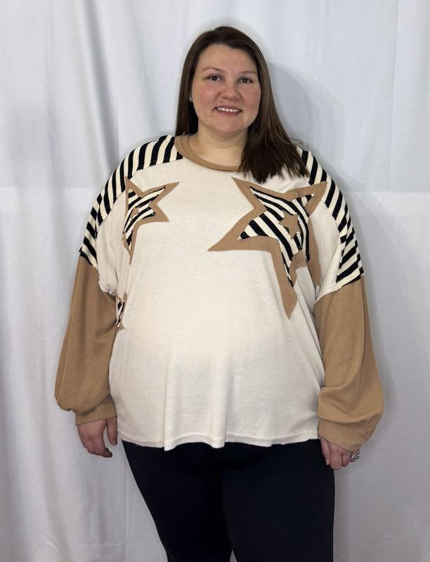 Star Patchwork Mixed Long Sleeve Top