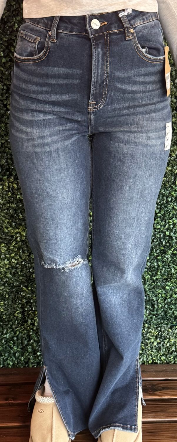 High Rise Flare Distressed Relaxed Jeans, Size: 1