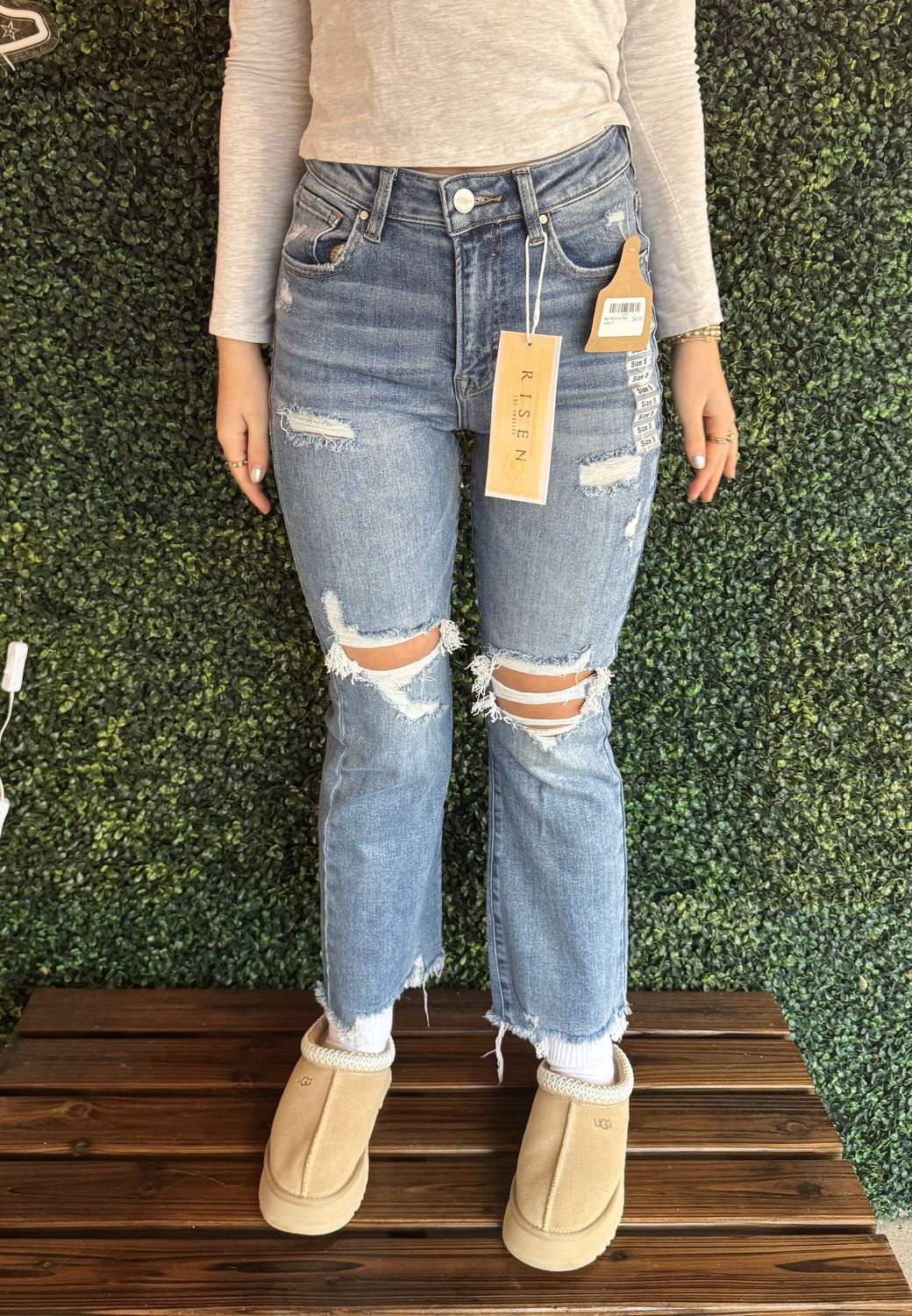 High Rise Crop Flare Jeans, Size: 1