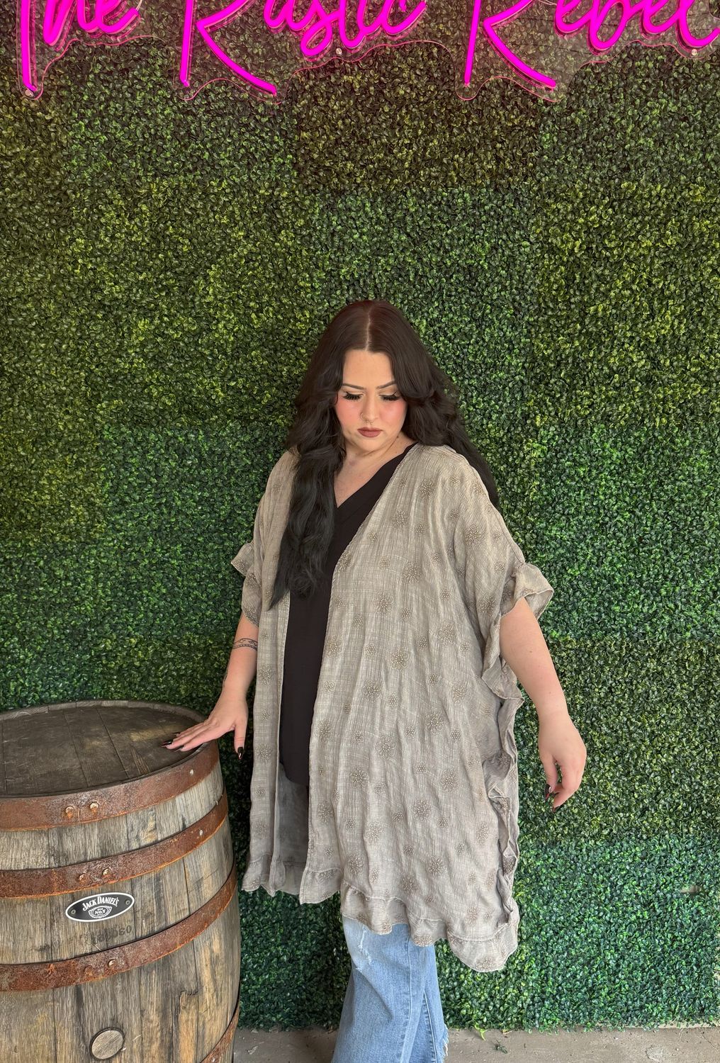 Embroidery Gauze Mineral Washed Duster, Size: 1X