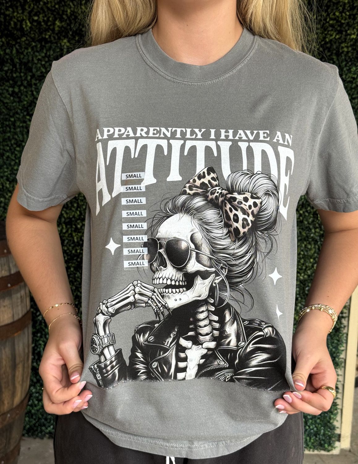 Apparently I Have An Attitude Gray Graphic Tee, Size: Small