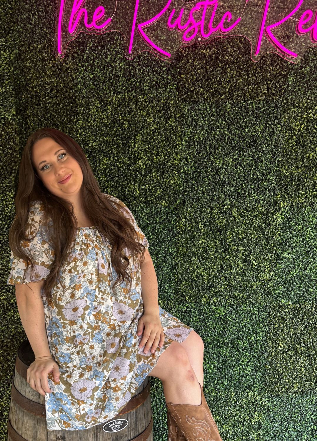 Vintage Flower Print Square Neck Mini Dress, Size: XL