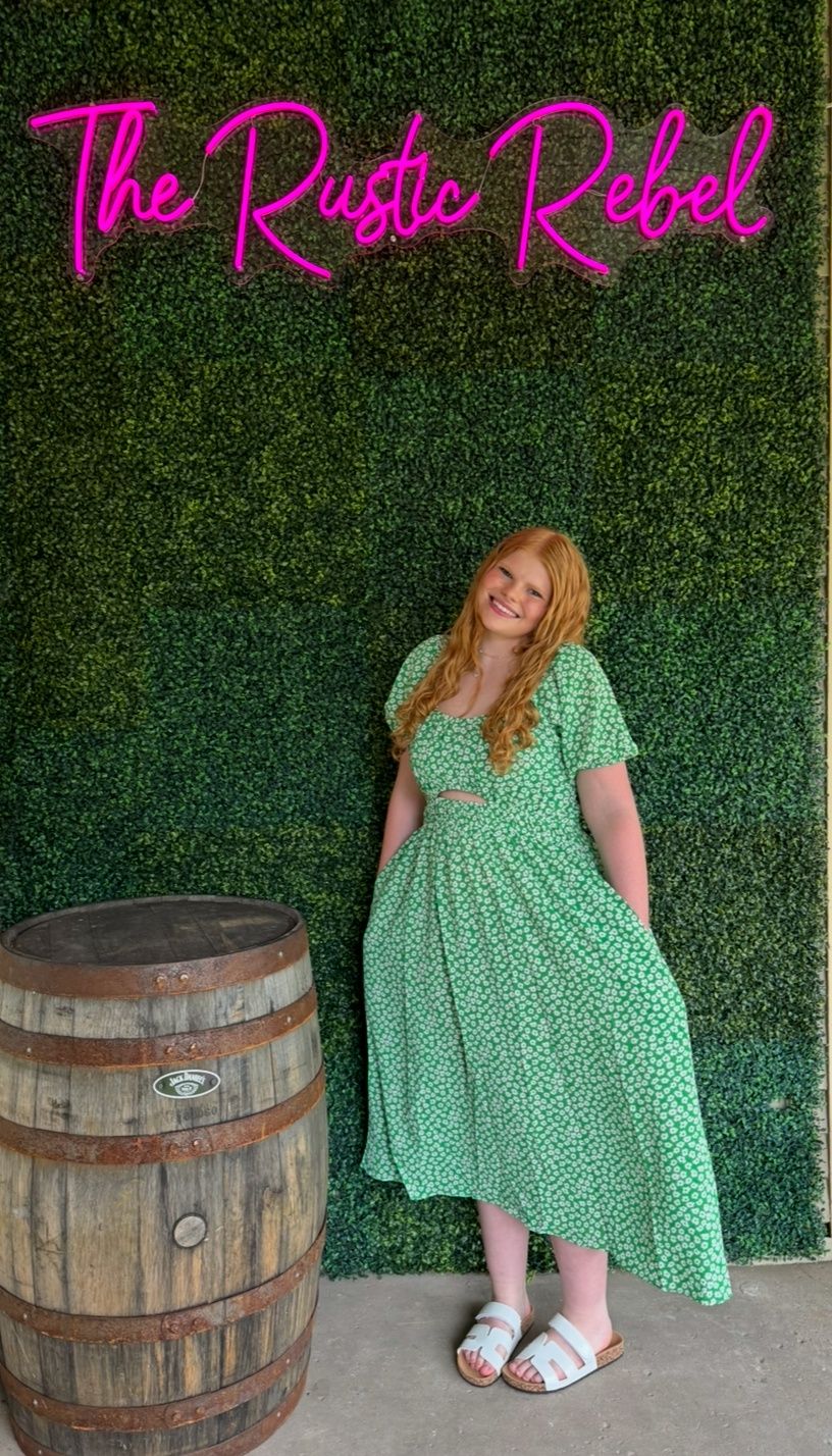 Flower Print Cutout Midi Dress, Size: XL