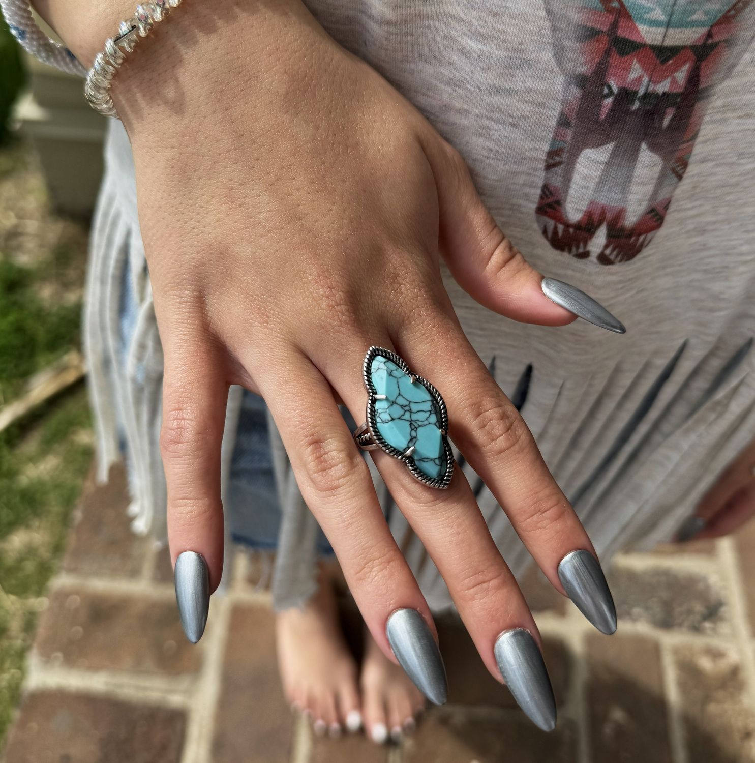 Marquise Natural Turquoise Ring