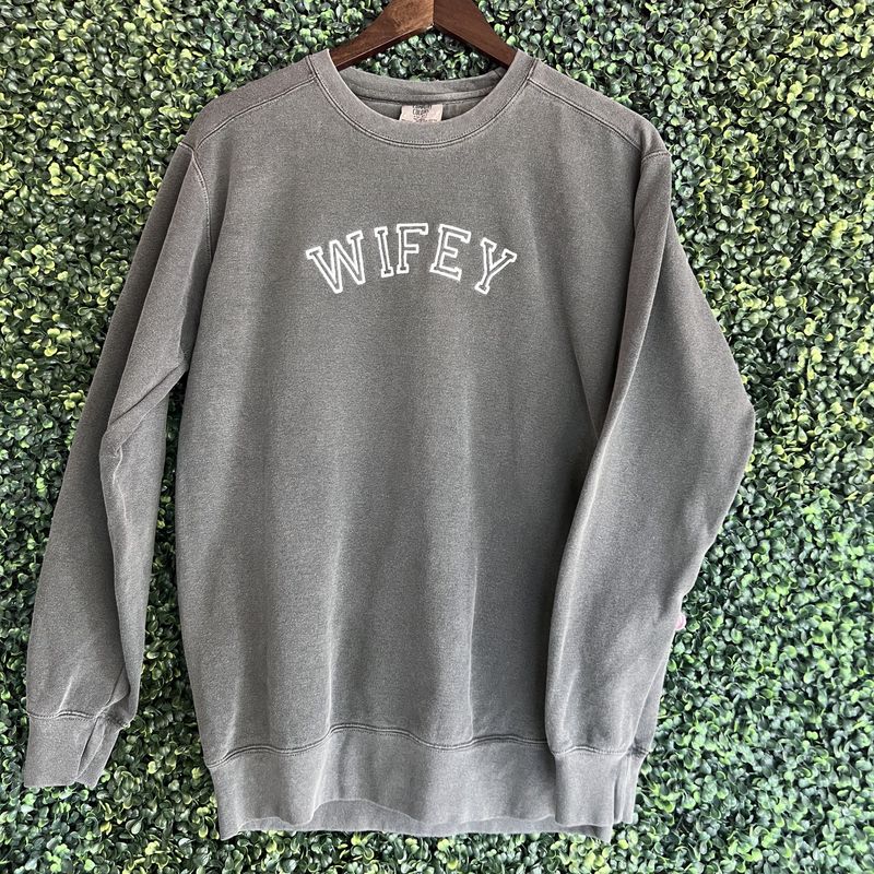 Wifey Embroidered Comfort Color Sweatshirt