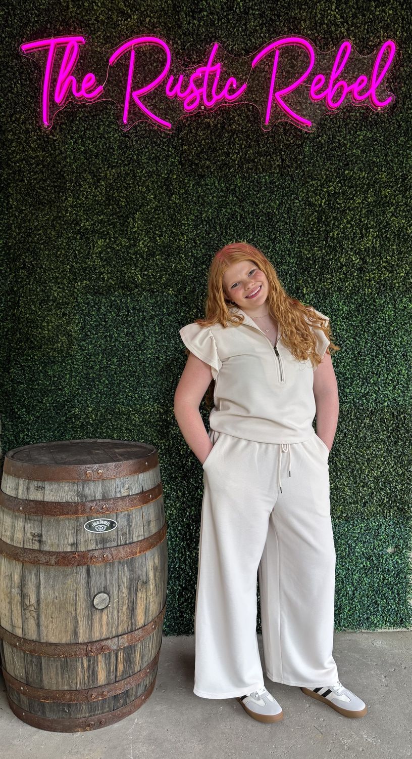 Textured Ruffle Top and Pants Set, Size: small