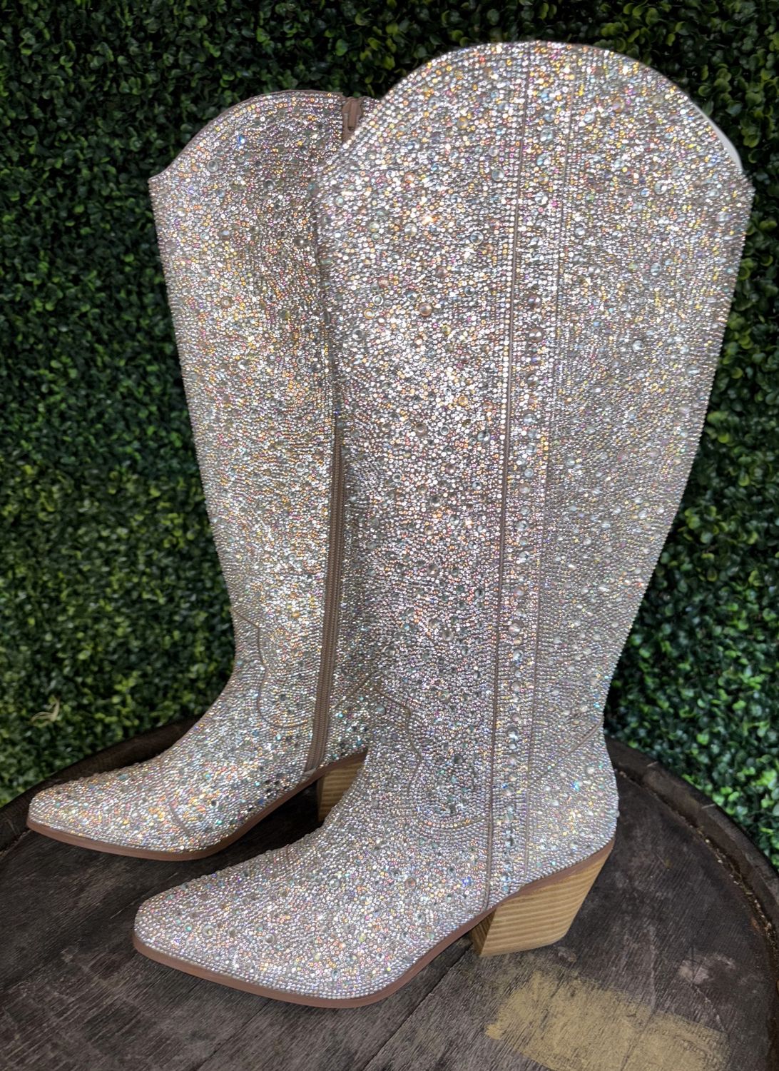 Nashville - Full Rhinestone Western Boots, Color: Sliver, Size: 6