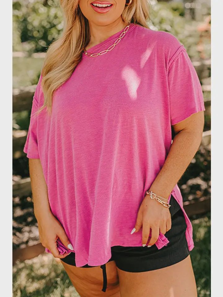 Plus Size Solid Drop Shoulder T-Shirt, Size: 1X