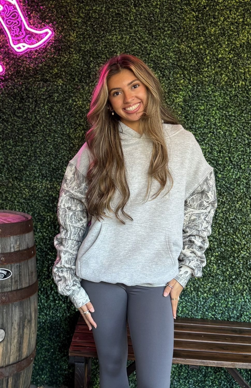 Oversized Camo Colorblock Hoodie, Size: Small