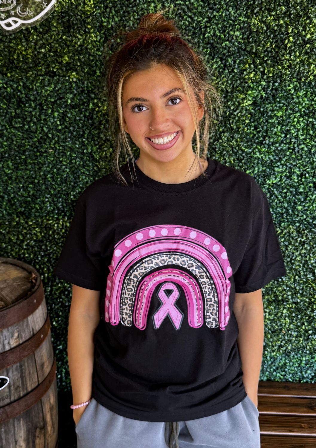 Breast Cancer Awareness Rainbow Graphic Tee, Size: Small