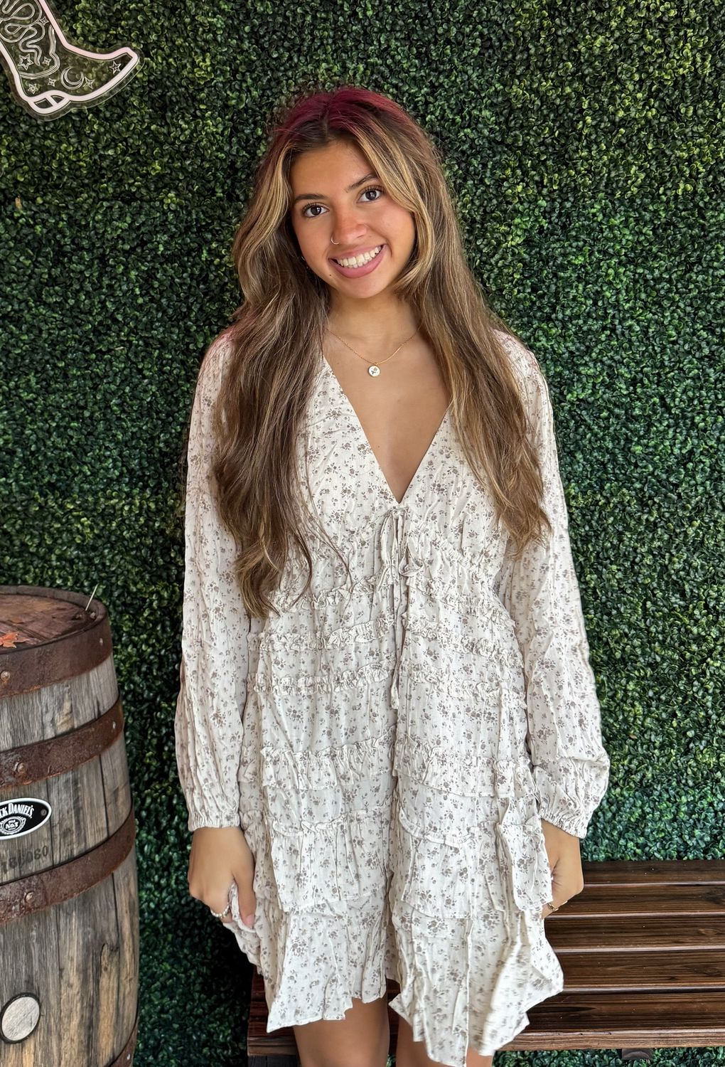 FLORAL Tiered Mini Skirt Dress, Size: Small