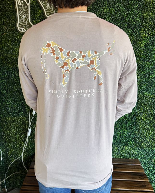 Simply Southern Dog Camo Logo Long Sleeve Tee