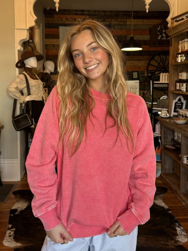 Acid Washed Fleece Sweatshirts Side Rib