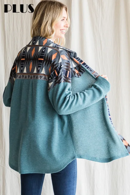 Aztec Print Tunic with Button Detail